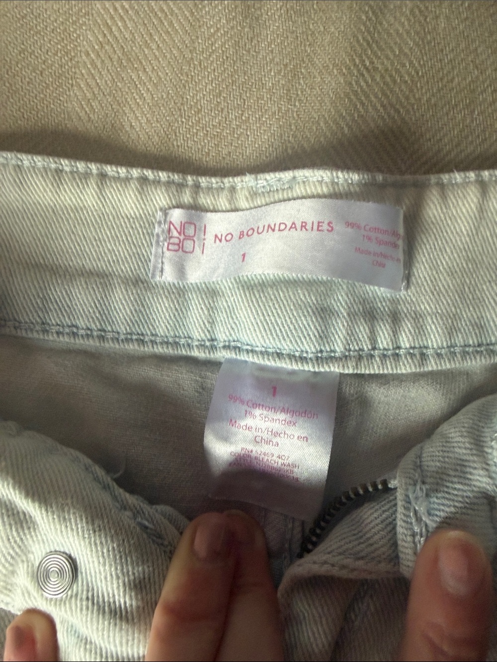 No Boundaries Light Blue Distressed Denim Shorts - Picture 2 of 3